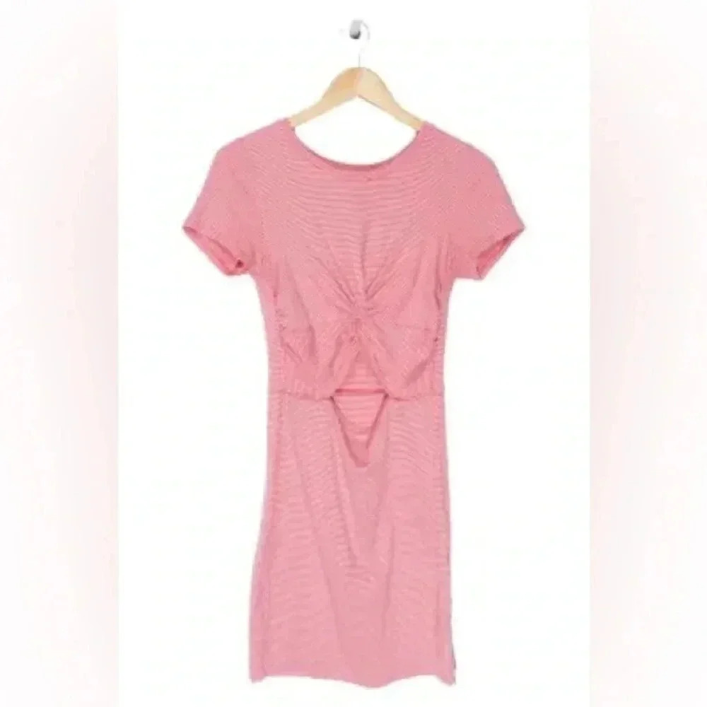 Abercrombie & Fitch Mini Dress‎ Womens Medium Red Striped Twist Front Cutout Y2K